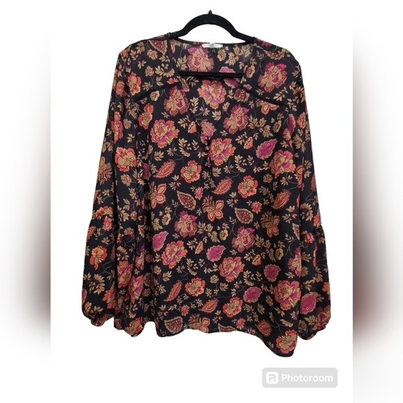 Maurices 1X Floral Long Sleeve Tunic - Picture 1 of 7